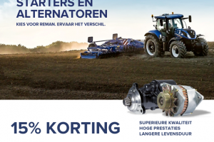 15% korting op New Holland starters en alternatoren