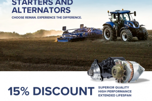 15% korting op New Holland starters en alternatoren