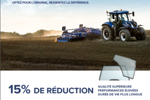 15% de réduction sur les vitres New Holland